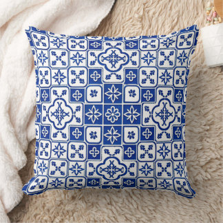 Portuguese Blue Azulejo Tile Pattern Decorative Th Cushion