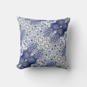 Portuguese blue tile art cushion