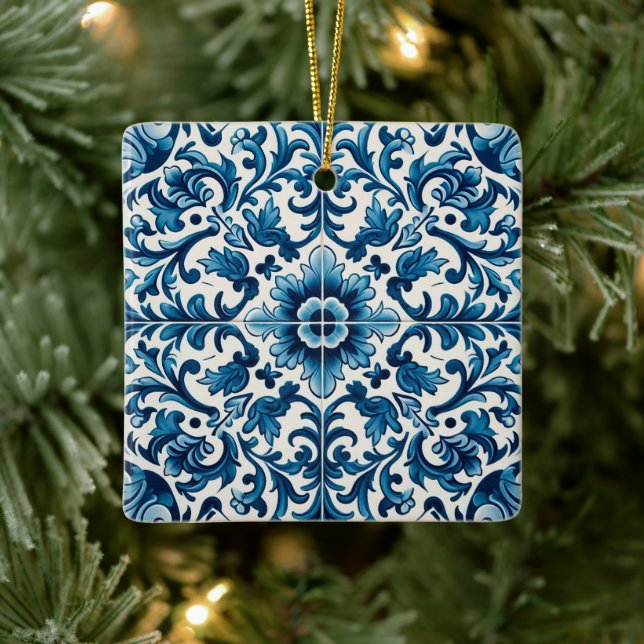 Portuguese blue tile ceramic ornament (Tree)