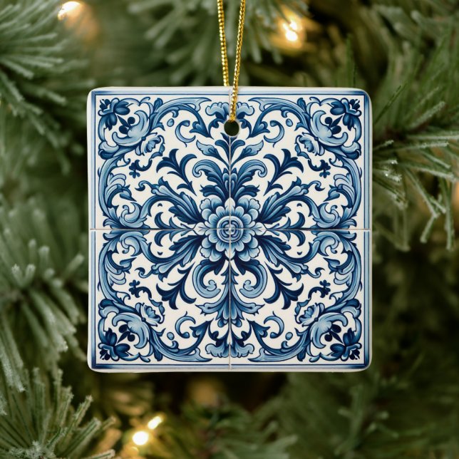 Portuguese blue tile ceramic ornament (Tree)