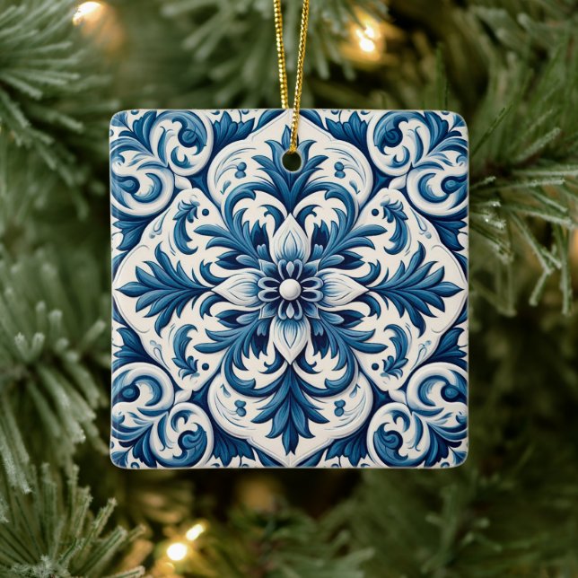 Portuguese blue tile ceramic ornament (Tree)