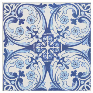 Portuguese blue tile fabric