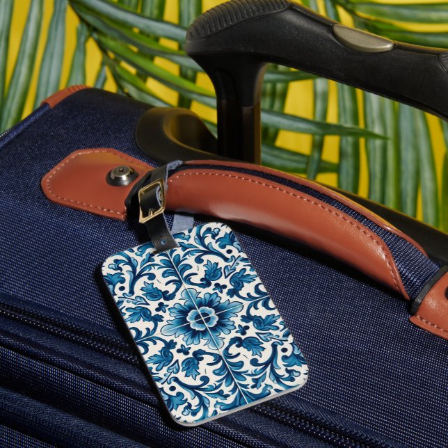 Portuguese blue tile luggage tag (Front Insitu 1)