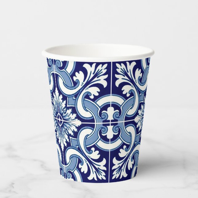 Portuguese blue tile paper cups (Front)