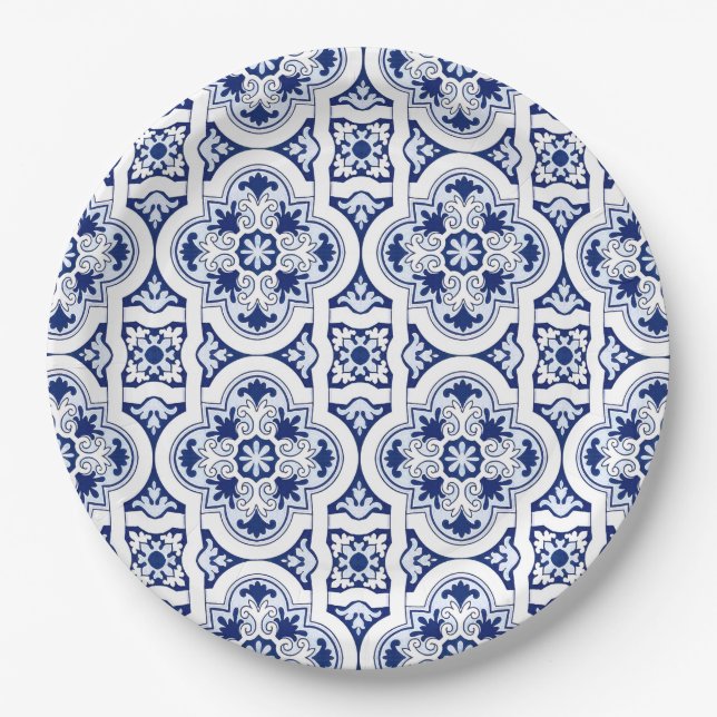 Portuguese blue tile paper plate (Front)