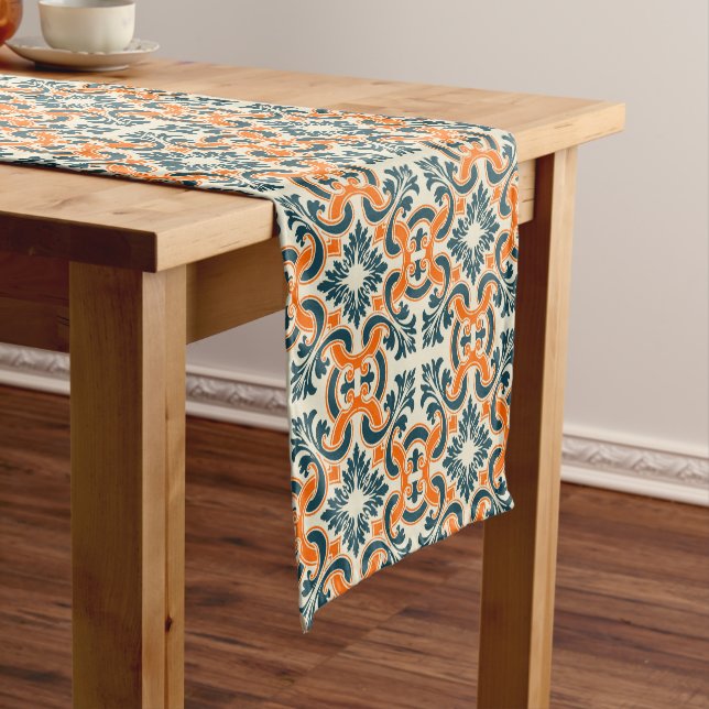 Portuguese blue tile short table runner (In Situ)