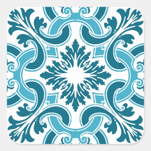 Portuguese blue tile square sticker (Front)