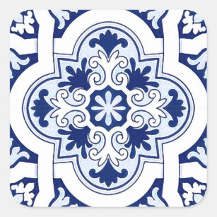 Portuguese blue tile square sticker