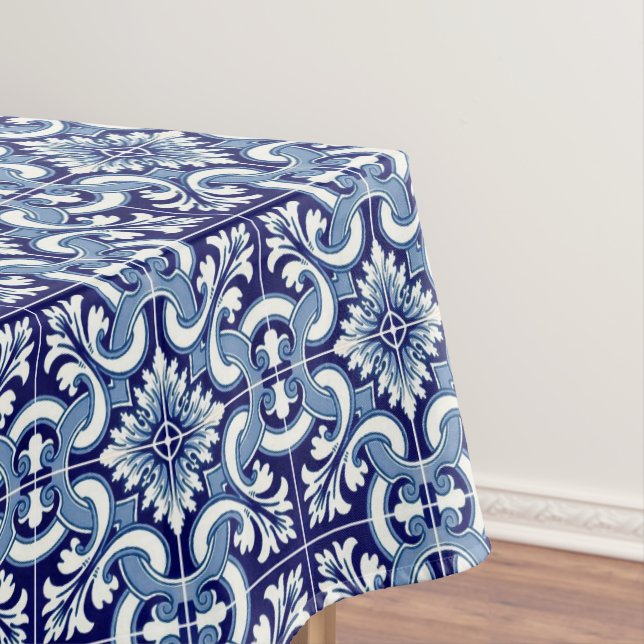 Portuguese blue tile tablecloth (In Situ)