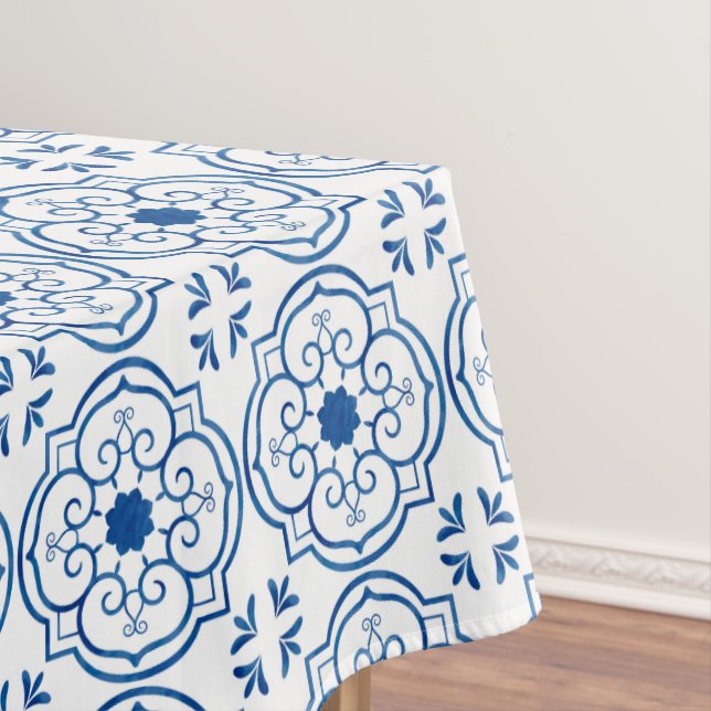 Portuguese blue tile tablecloth (In Situ)