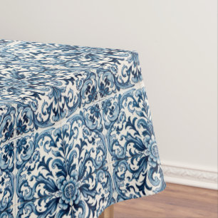 Portuguese blue tile tablecloth