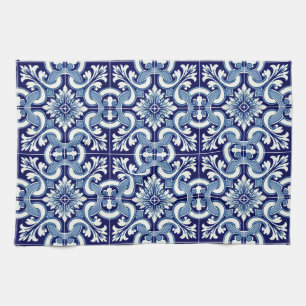 Portuguese blue tile tea towel