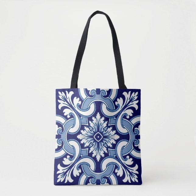 Portuguese blue tile tote bag (Front)