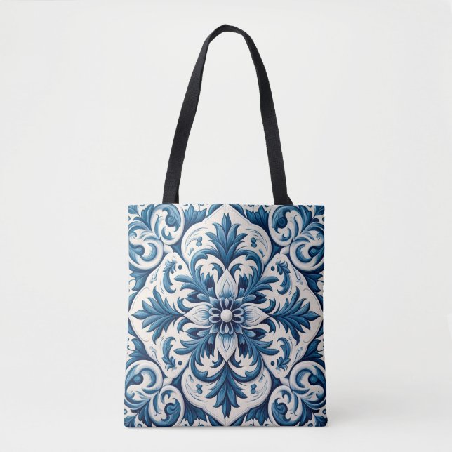 Portuguese blue tile tote bag (Front)