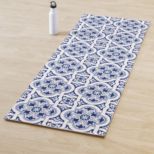 Portuguese blue tile yoga mat (In Situ)