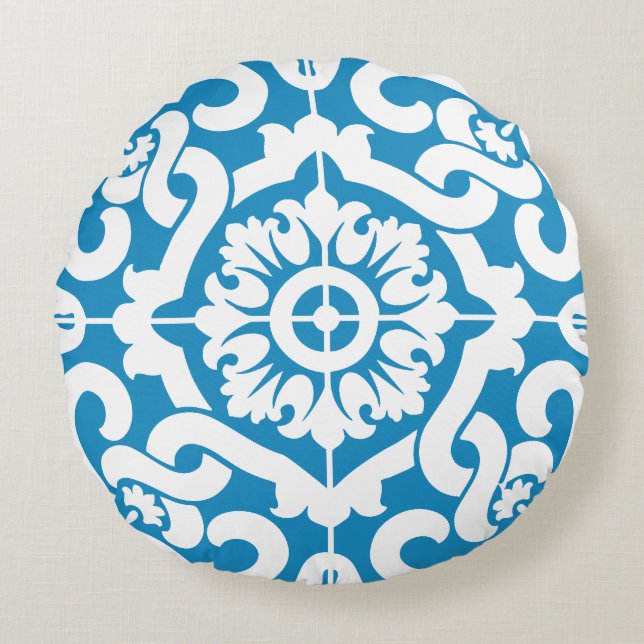Portuguese blue tiles 1 round cushion (Front)