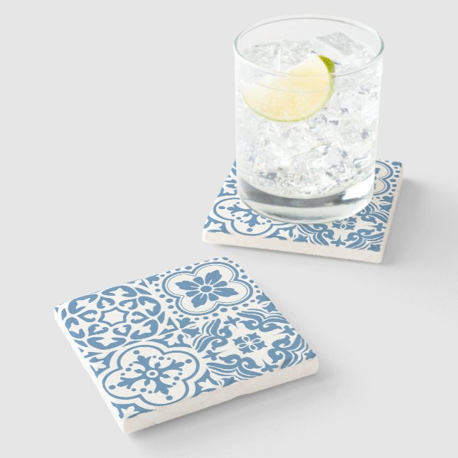 Portuguese blue tiles 2 stone coaster (Side)