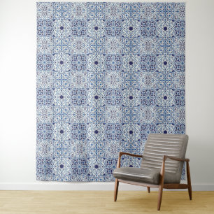 Portuguese blue tiles backdrop tapestry
