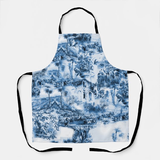 Portuguese blue tiles romantic scene pattern  apron (Front)