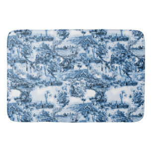 Portuguese blue tiles romantic scene pattern bath mat