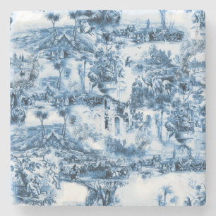 Portuguese blue tiles romantic scene pattern  stone coaster