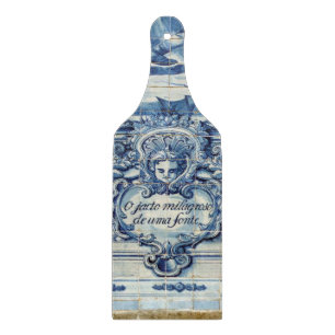 Portuguese blue tiles with two angels cutting board