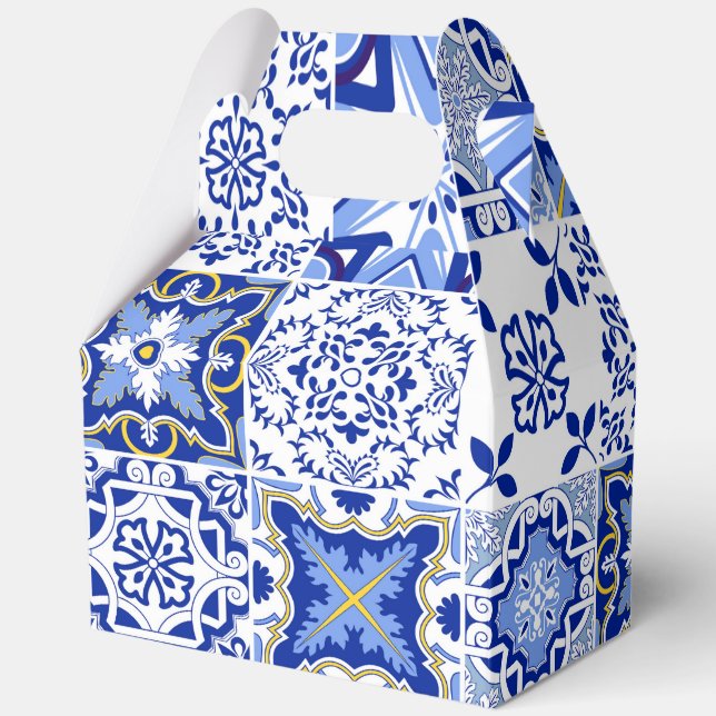 Portuguese Blue White Tile Pattern Favour Gift Box (Front)