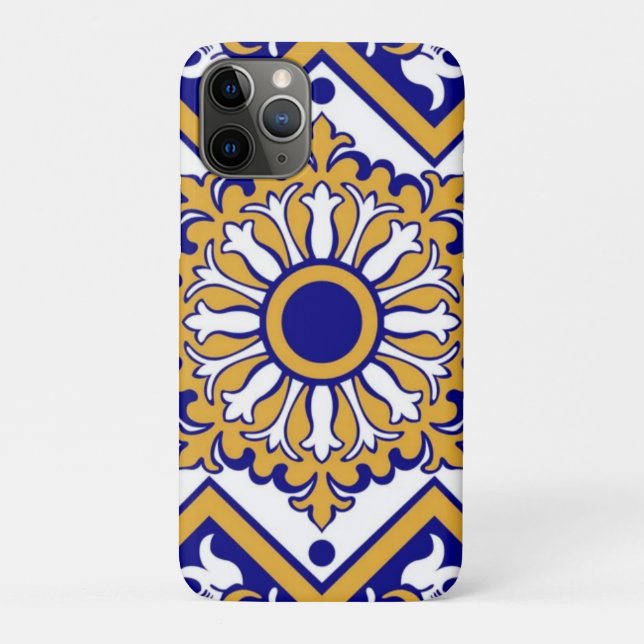 Portuguese Blue Yellow Mediterranean Floral  Case-Mate iPhone Case (Back)