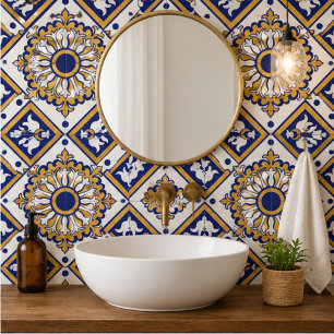 Portuguese Blue Yellow Mediterranean Floral Tile