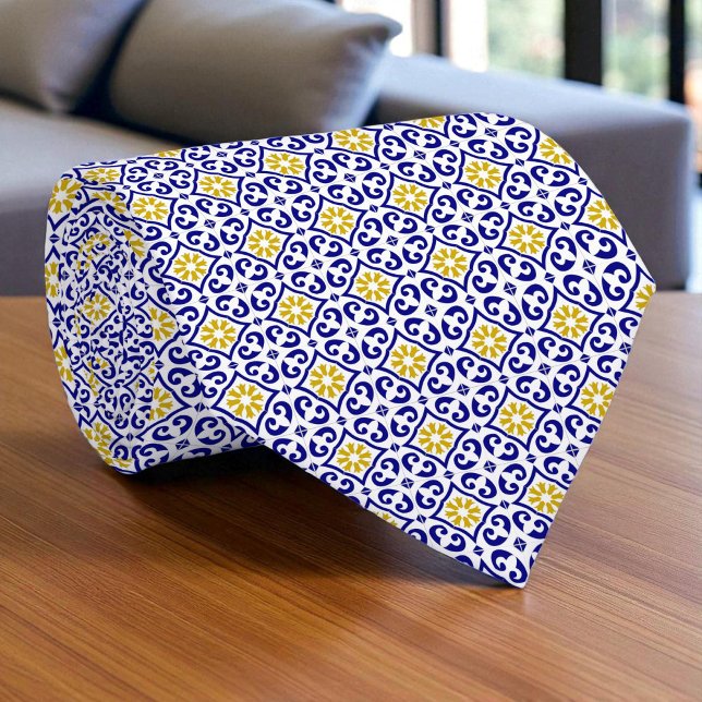 Portuguese Bridal shower Mediterranean tile Tie (Creator Uploaded)