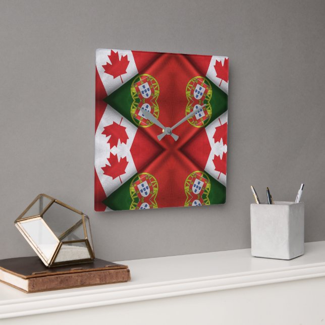 Portuguese Canadian  Square Wall Clock (Office)