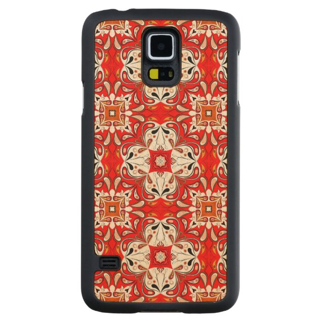 Portuguese Ceramic Tile Pattern Carved Maple Galaxy S5 Case (Back)