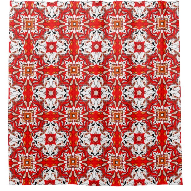 Portuguese Ceramic Tile Pattern Shower Curtain (Front)