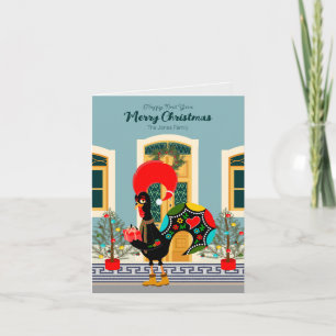Portuguese Christmas house with Rooster Greetings Card