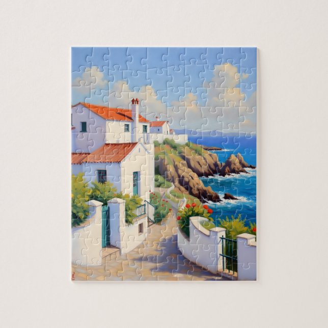  Portuguese Coastal Village Puzzle (Vertical)