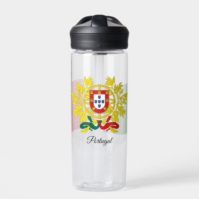 Portuguese Coat of Arms, Flag, Portugal Water Bottle (Front)