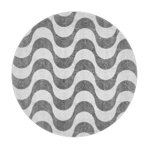 Portuguese cobblestone black and white waves cutting board