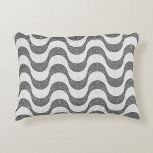 Portuguese cobblestone black and white waves  decorative cushion