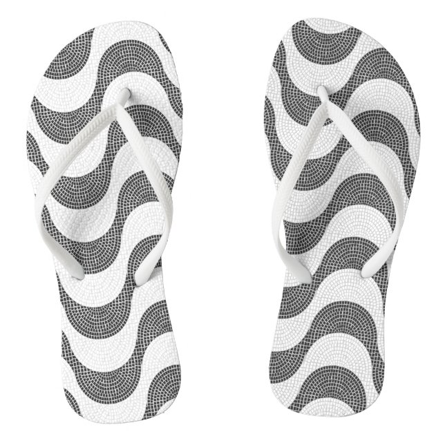 Portuguese cobblestone black and white waves  jandals (Footbed)