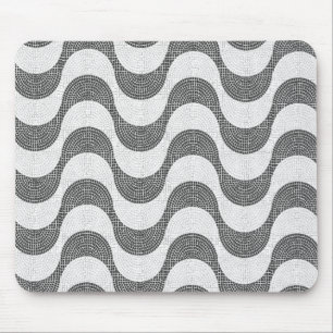 Portuguese cobblestone black and white waves  mouse pad