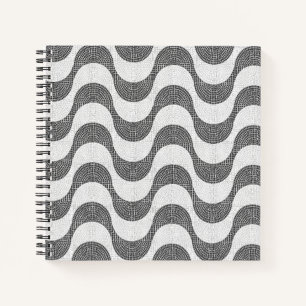 Portuguese cobblestone black and white waves notebook