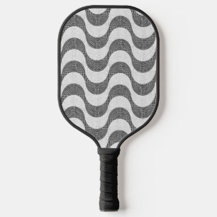 Portuguese cobblestone black and white waves pickleball paddle