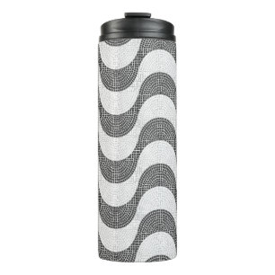 Portuguese cobblestone black and white waves  thermal tumbler