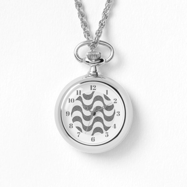 Portuguese cobblestone black and white waves  watch (Front)