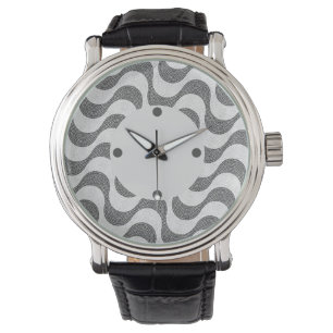 Portuguese cobblestone black and white waves watch