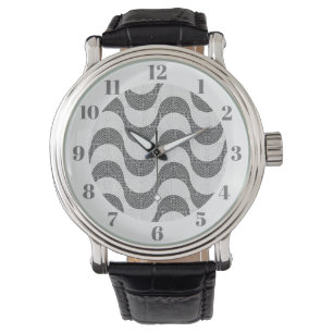 Portuguese cobblestone black and white waves watch