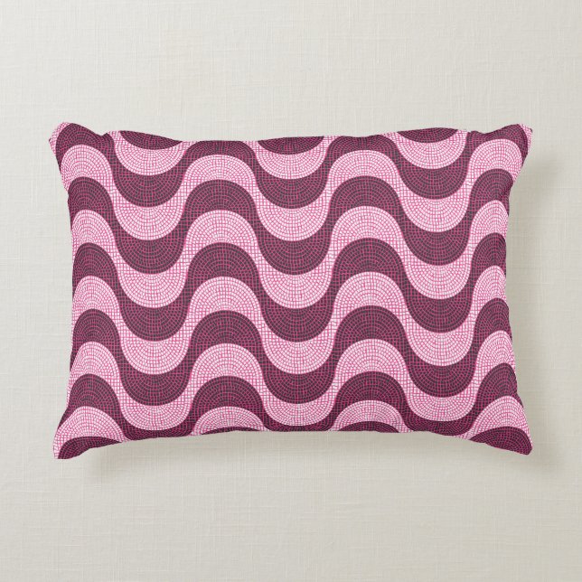 Portuguese cobblestone pink waves  decorative cushion (Front)