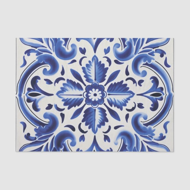 Portuguese cute tile pattern decoupage tissue paper (Front)