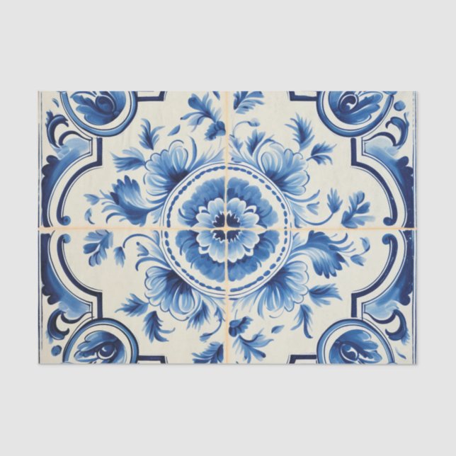 Portuguese cute tile pattern decoupage  tissue paper (Front)