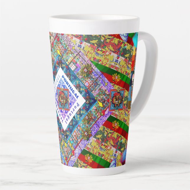 Portuguese design Fleece Blanket Latte Mug (Right Angle)
